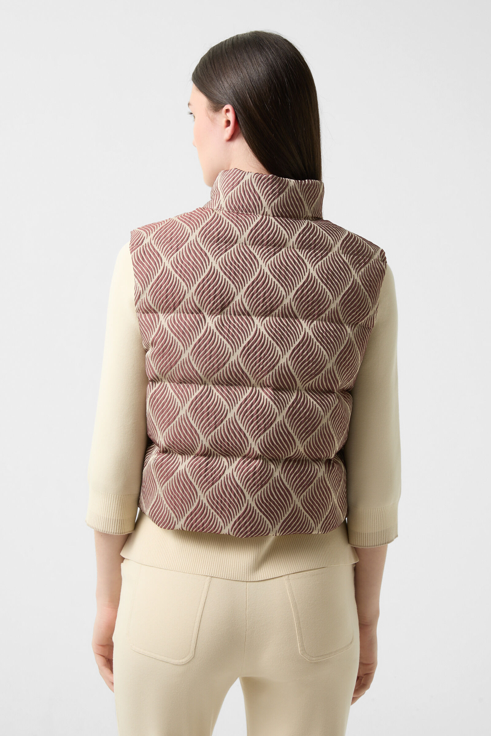 Cropp down vest Latoya in Wine red/cream - 3