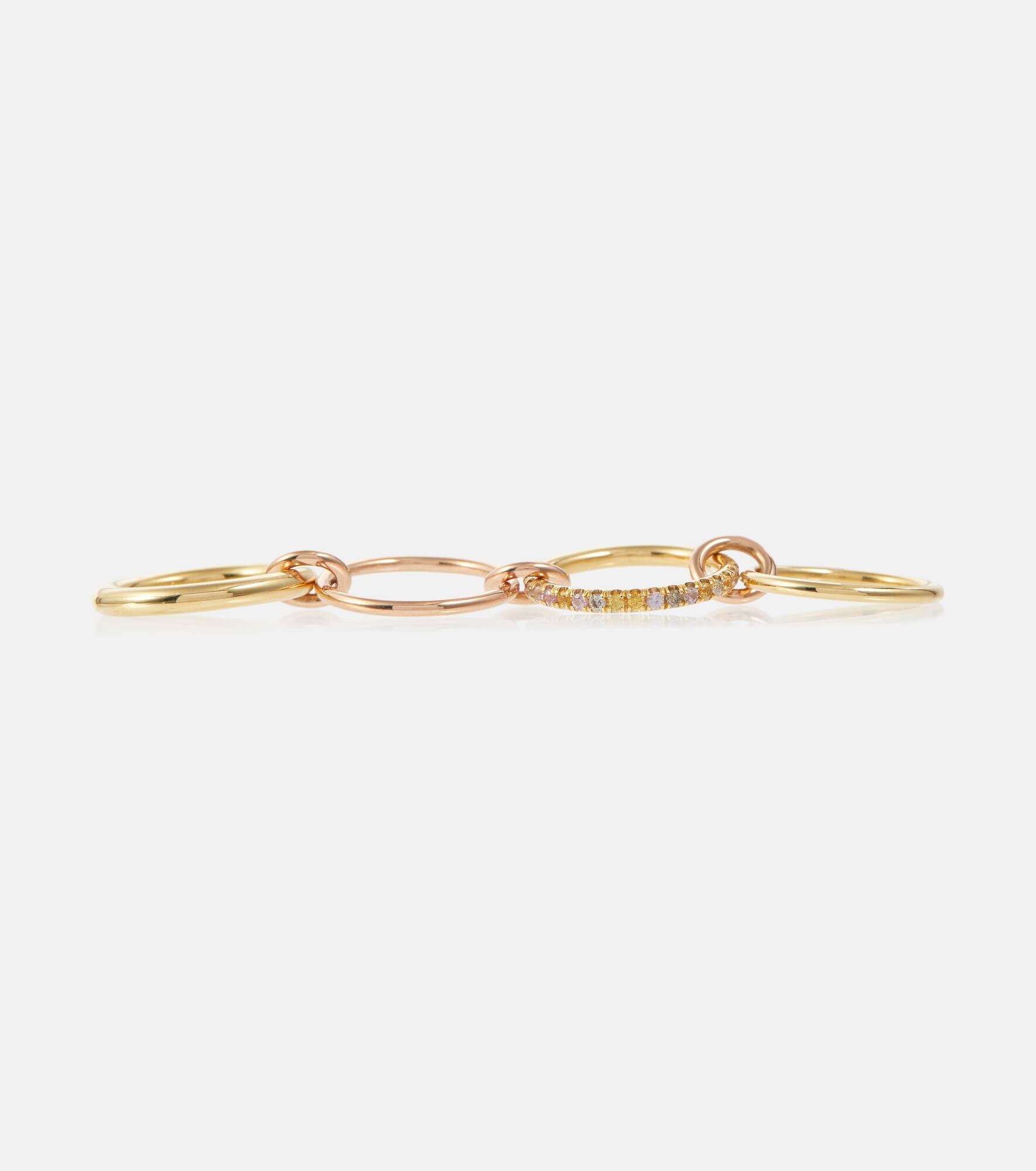 Nimbus 18kt gold and rose gold linked rings with sapphires and diamonds - 4
