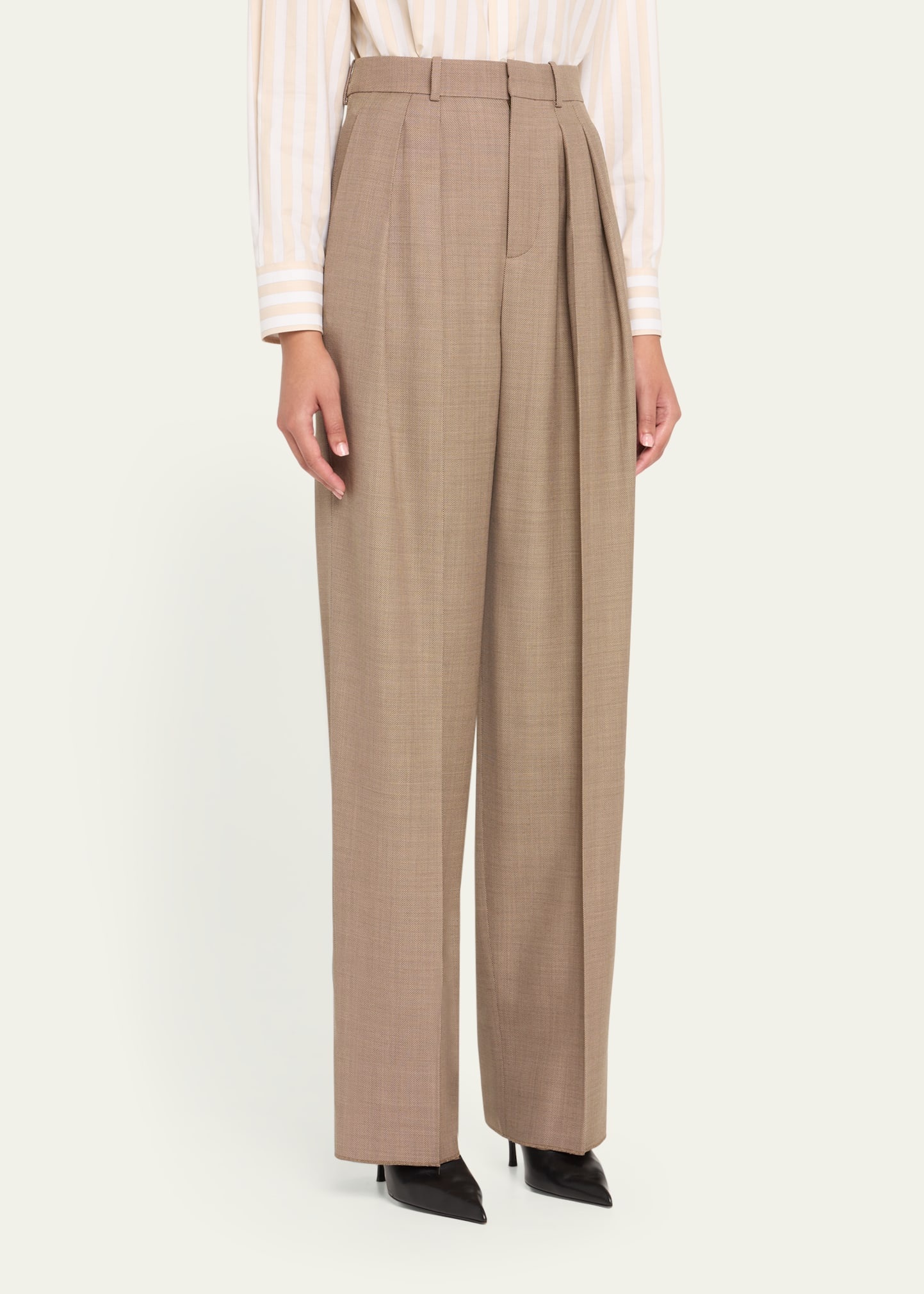 Pleated High Waisted Trousers - 4