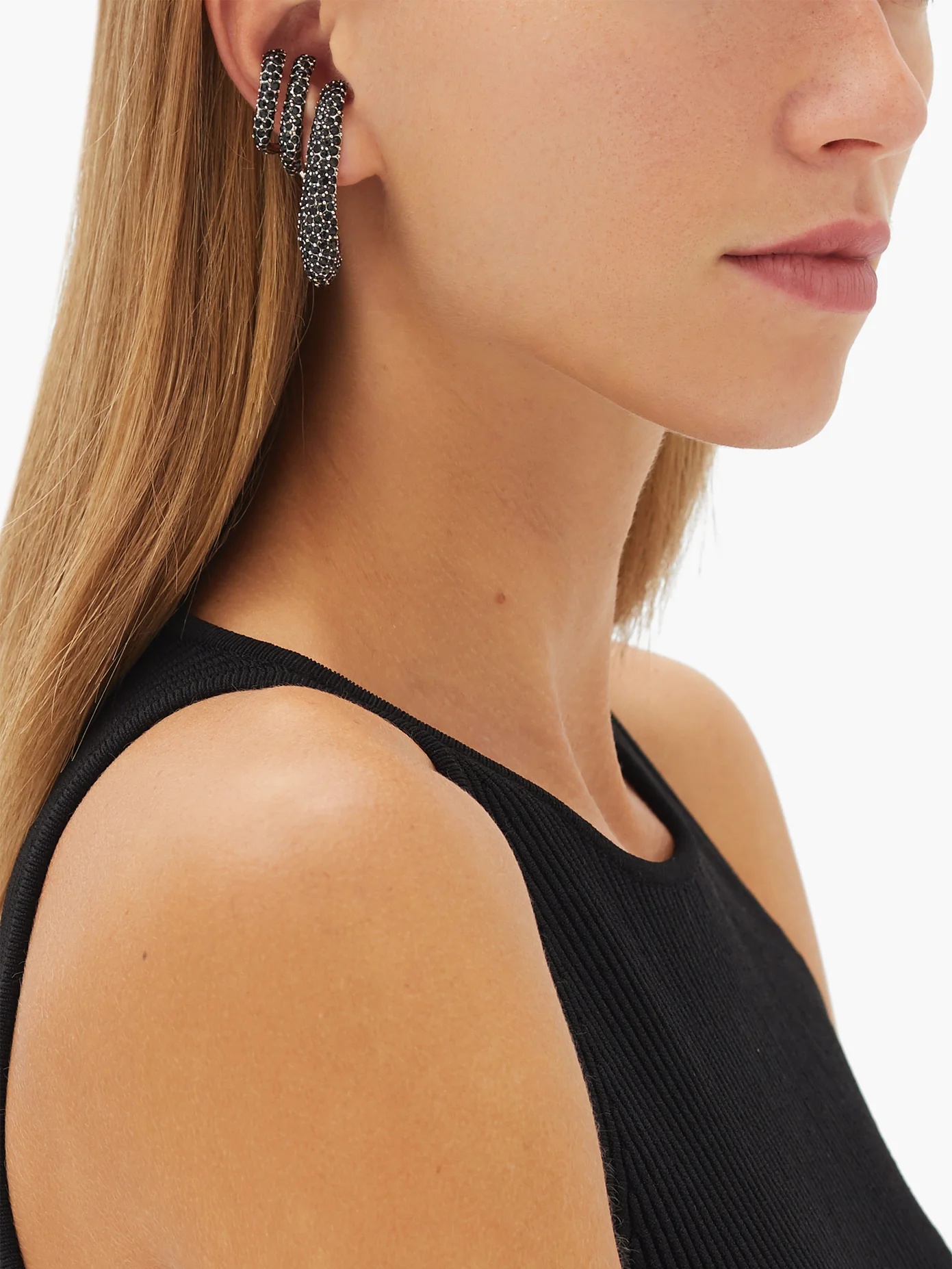 Swarovski-pavé ear-cuff hoop earrings - 2