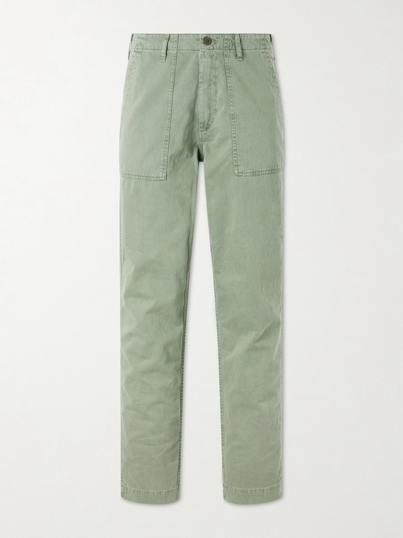 Fatigue Straight-Leg Herringbone Cotton Trousers 1
