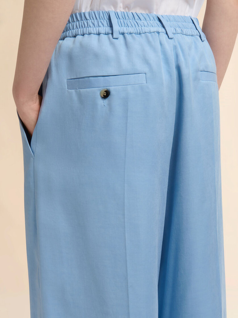 LIGHT BLUE SATIN WIDE-LEG TROUSERS 4