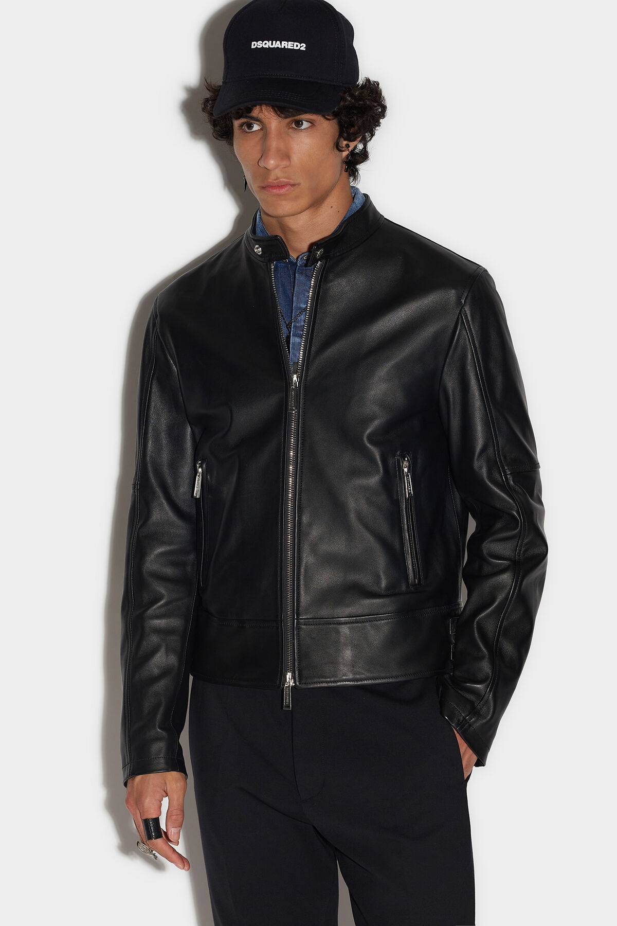 LEATHER BIKER BOMBER - 3