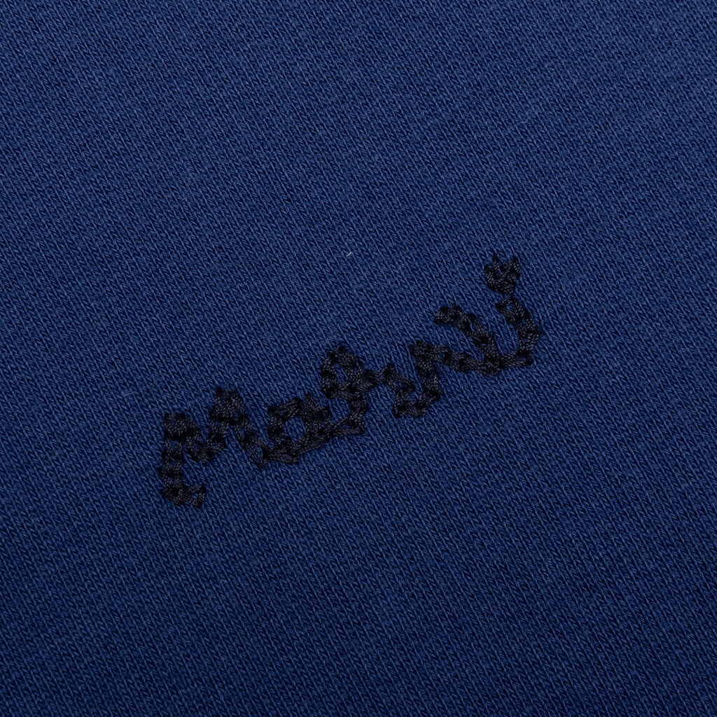 MARNI HOODED BRUSHED LOGO SWEATSHIRT - OCEAN - 3