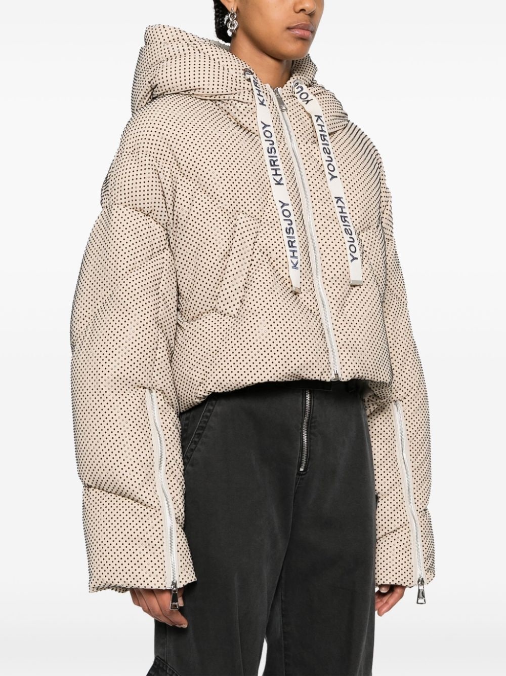 rhinestone-embellished padded jacket - 3