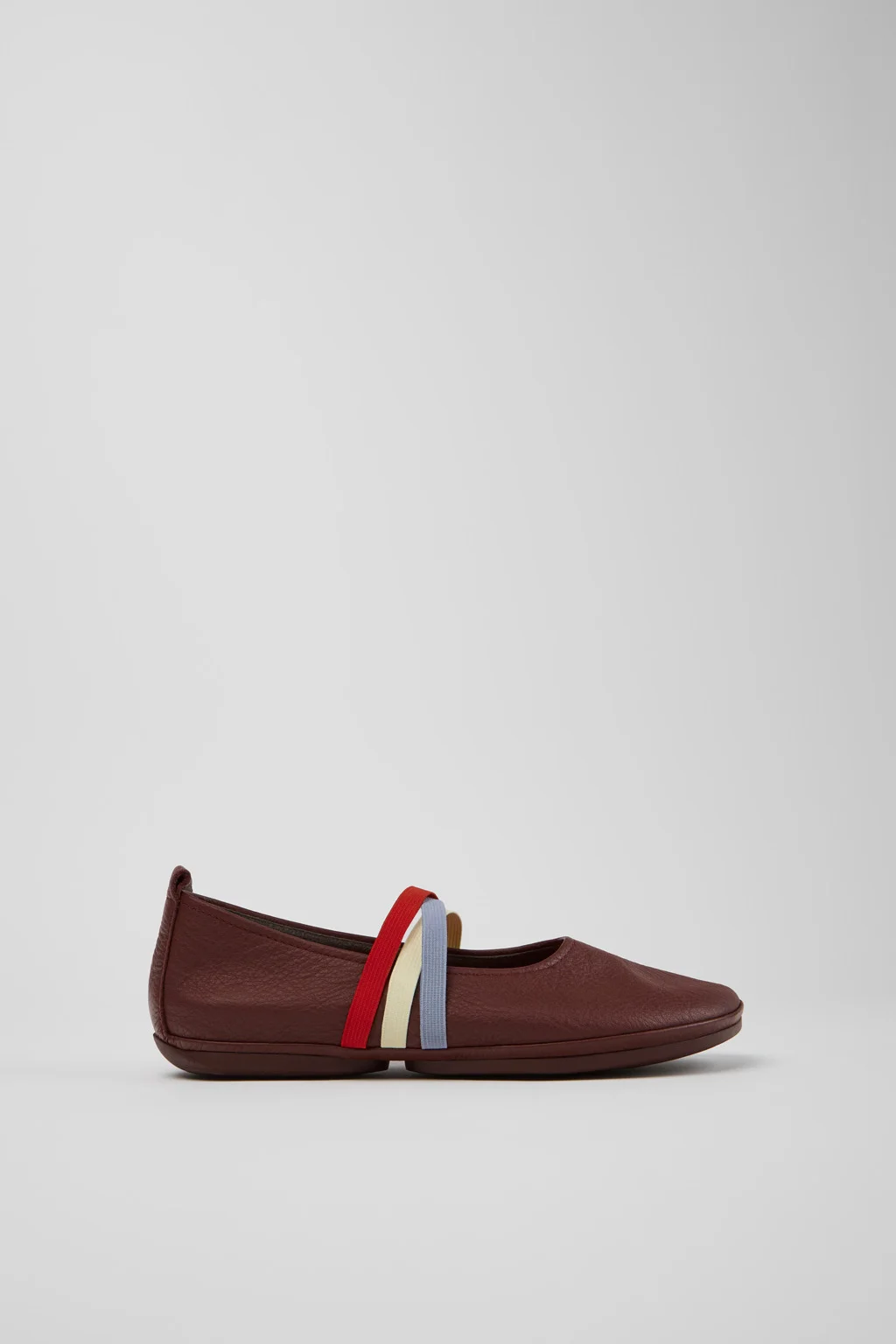 Twins Burgundy Leather Ballerinas for Women. - 1