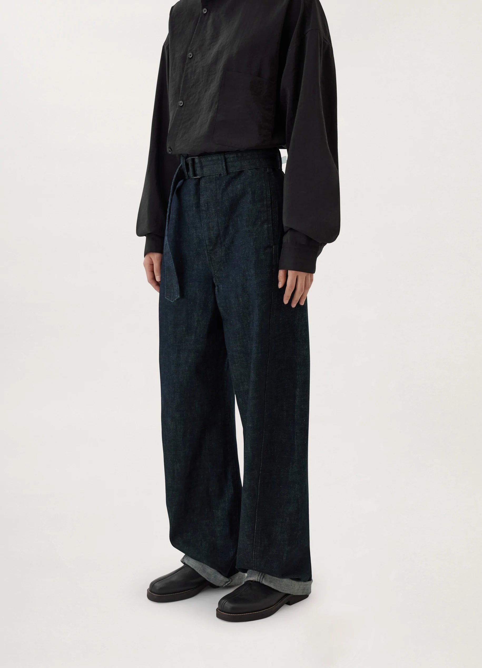 Lemaire TWISTED BELTED PANTS INDIGO DENIM | REVERSIBLE