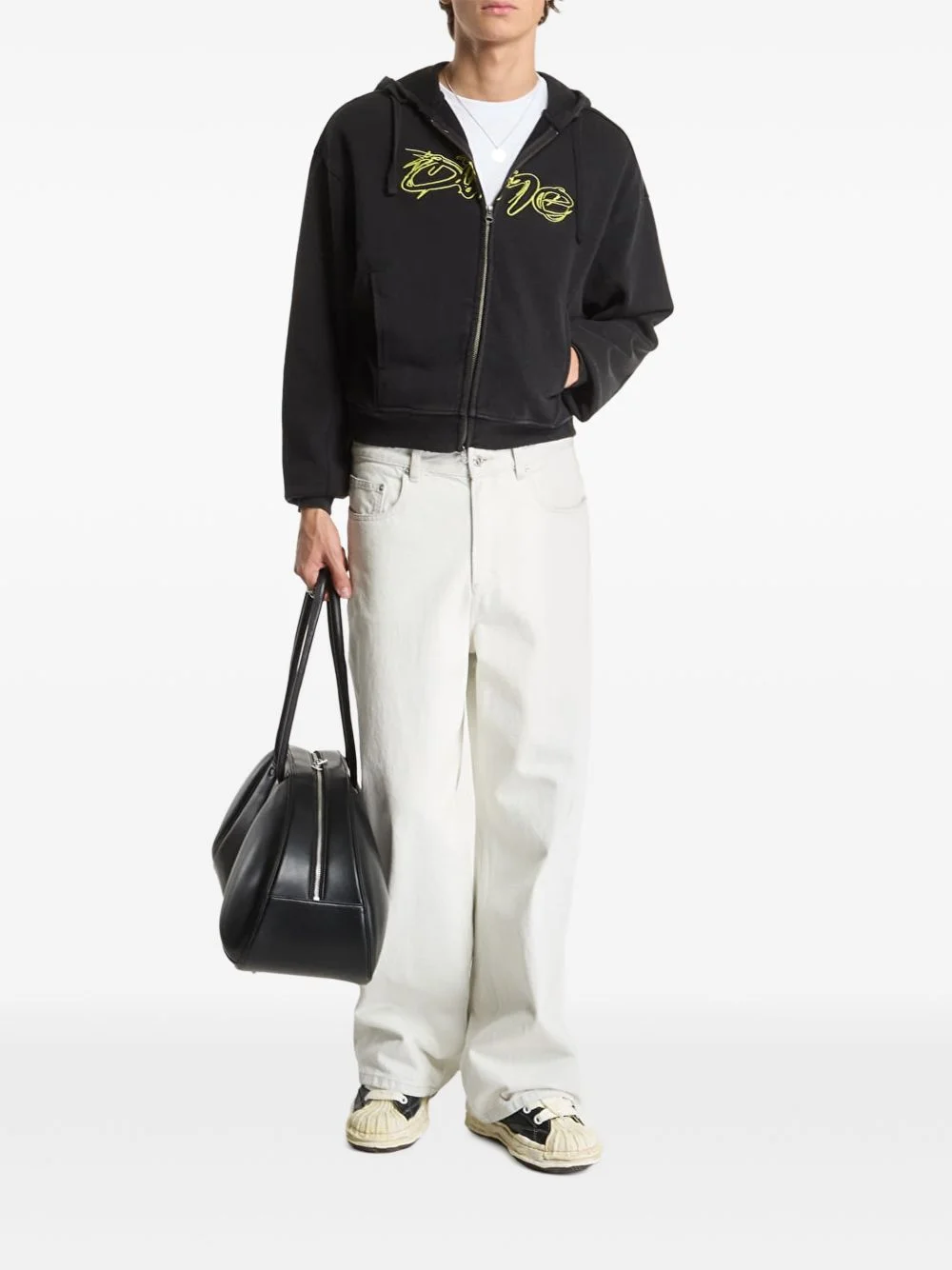 distressed terry hoodie - 1