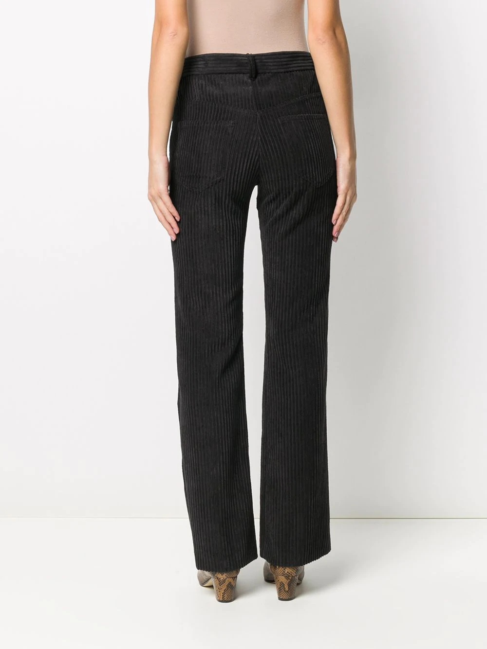 corduroy high-waisted straight leg trousers - 4