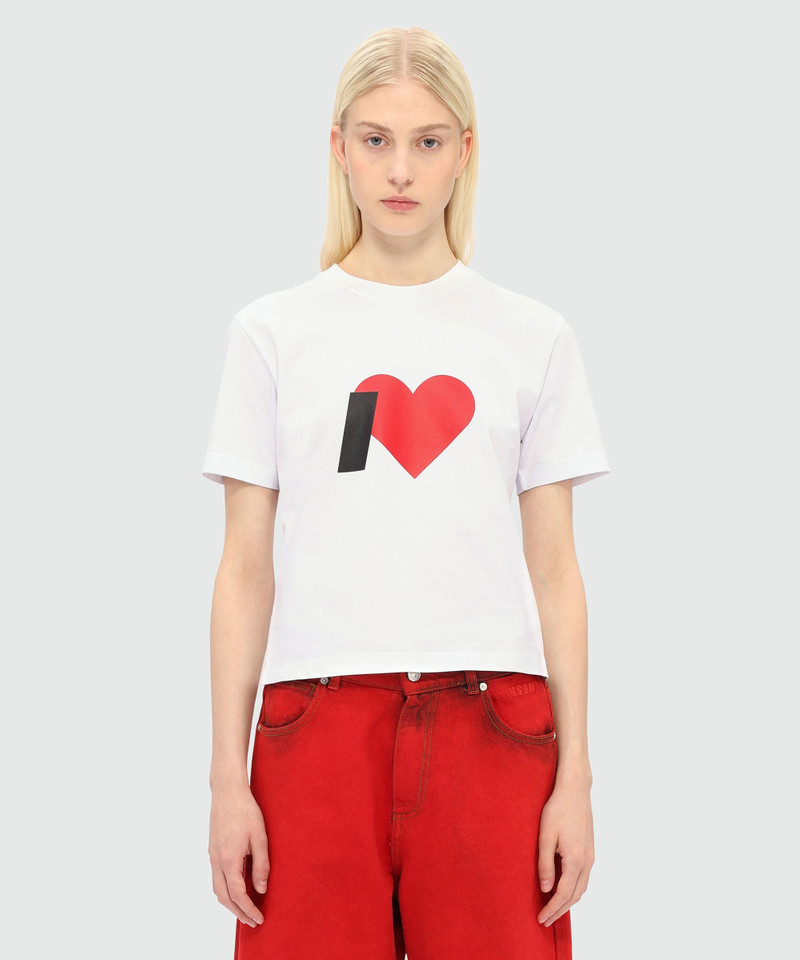 MSGM White cotton T-shirt with MSGM graphics outlook