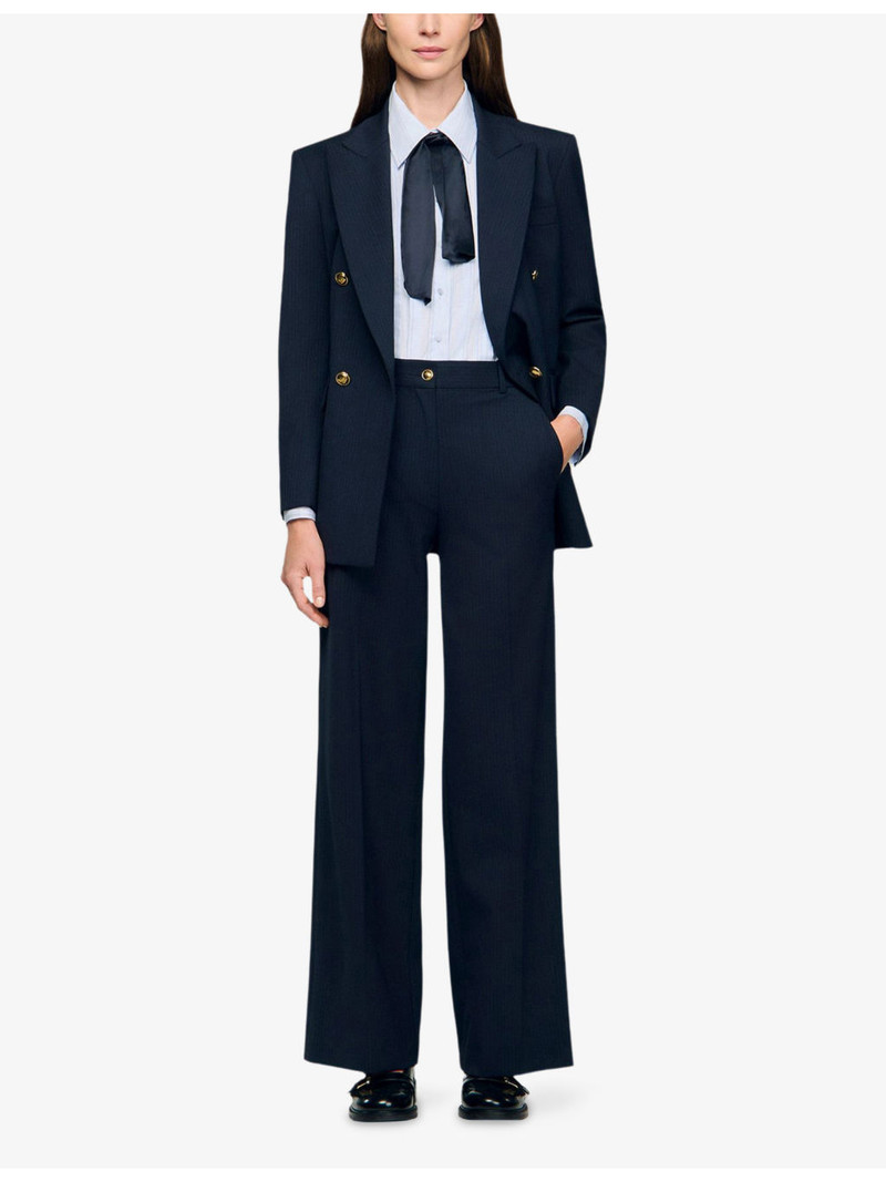 Sandro Striped Straight-Leg Stretch Wool-Blend Trousers outlook