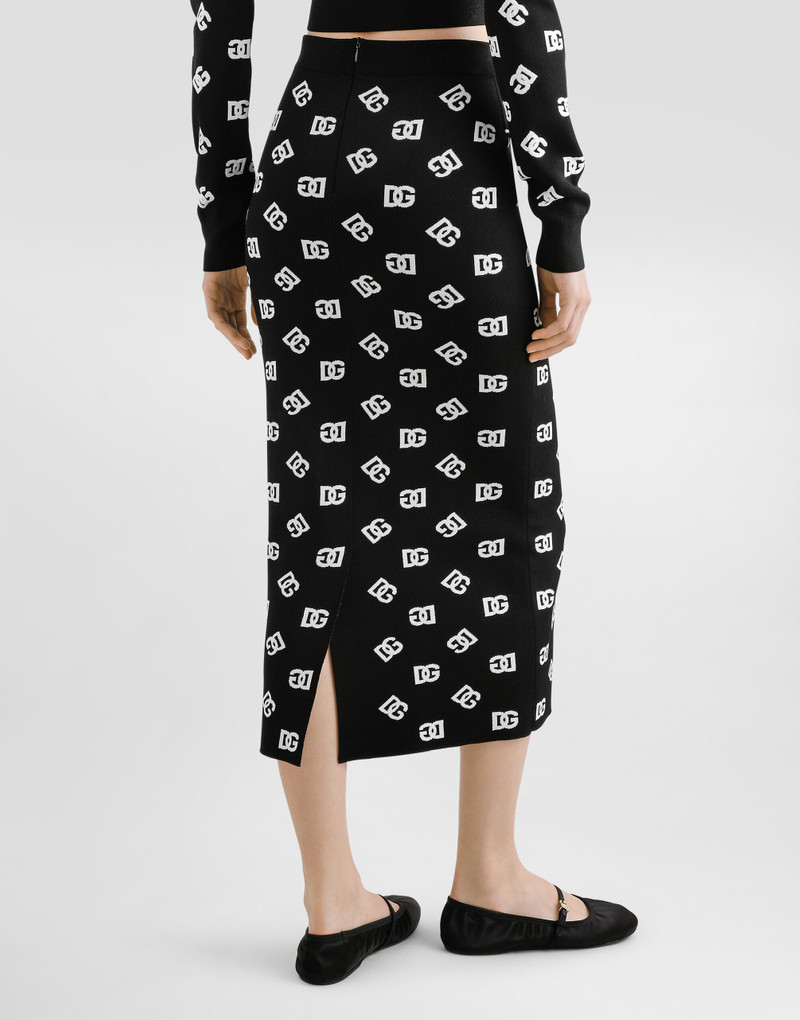 Viscose pencil skirt with jacquard DG logo 4