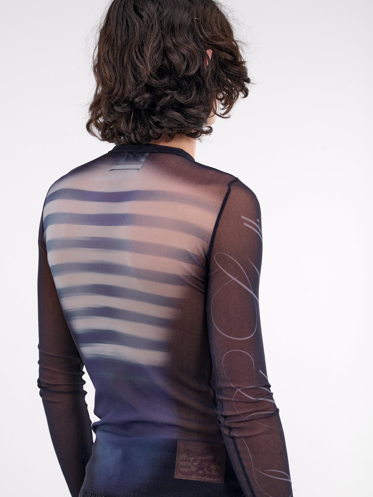 Printed Mesh Long Sleeve Top - 5
