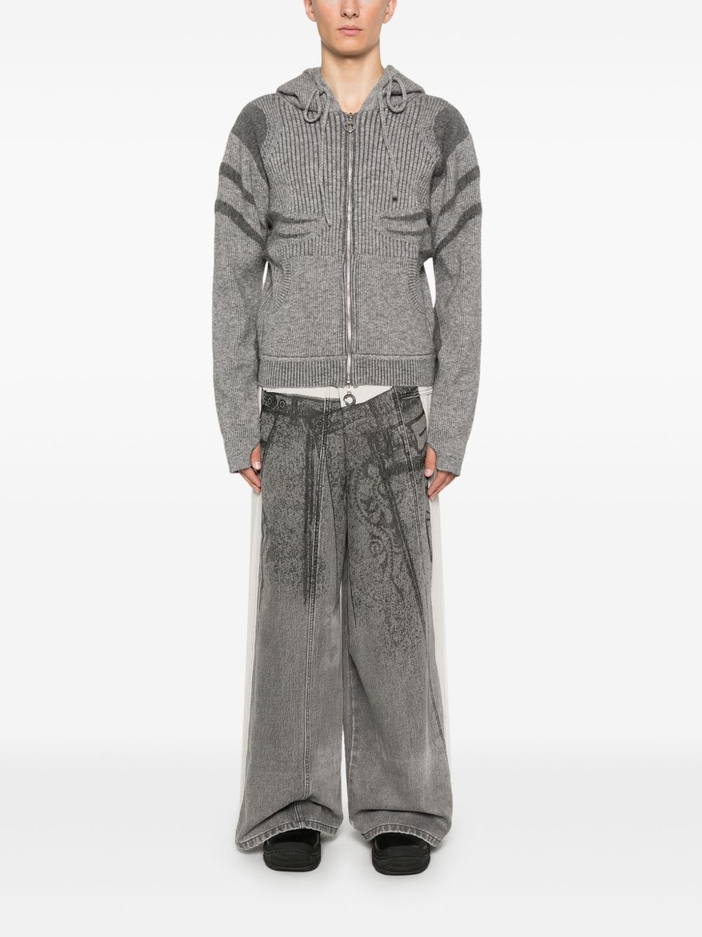 ribbed-knit hoodie - 2
