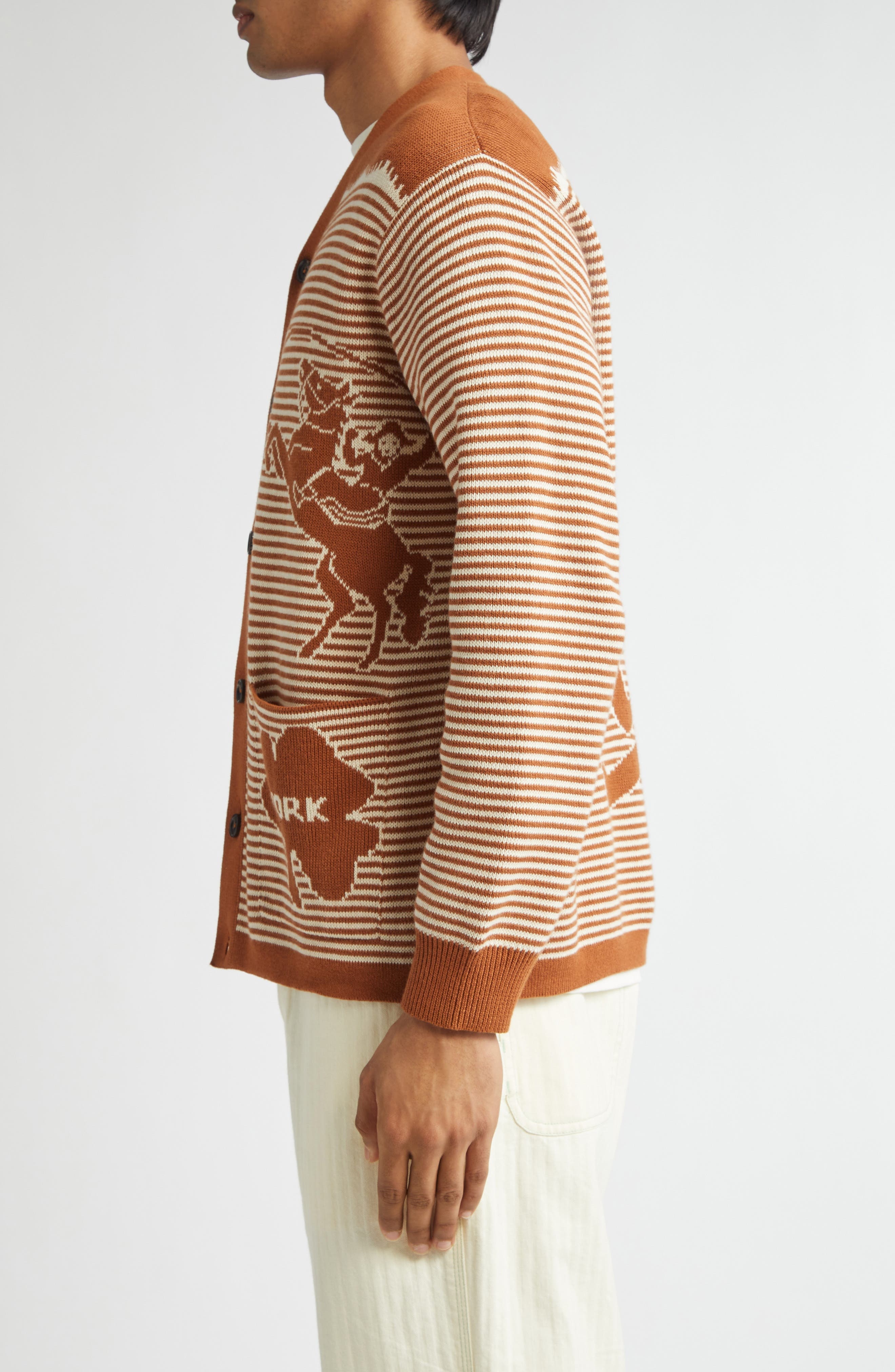 Bode Buckaroo Cardigan in Brown/Cream at Nordstrom - 4