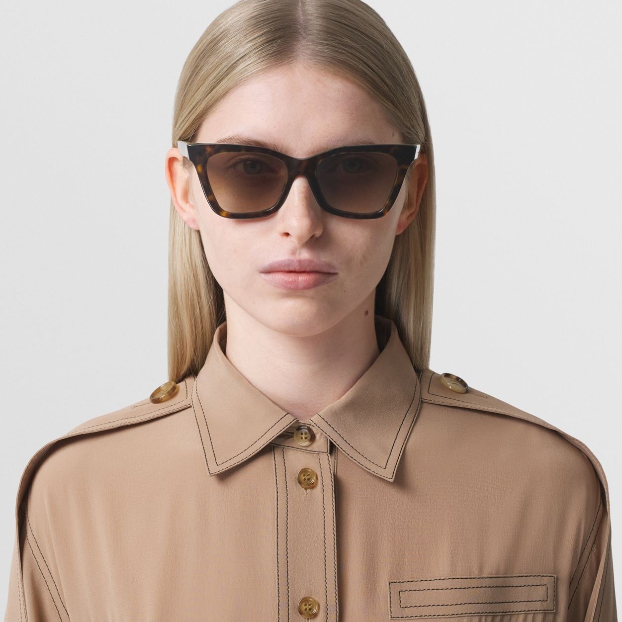 Check Detail Bio-acetate Square Frame Sunglasses - 3