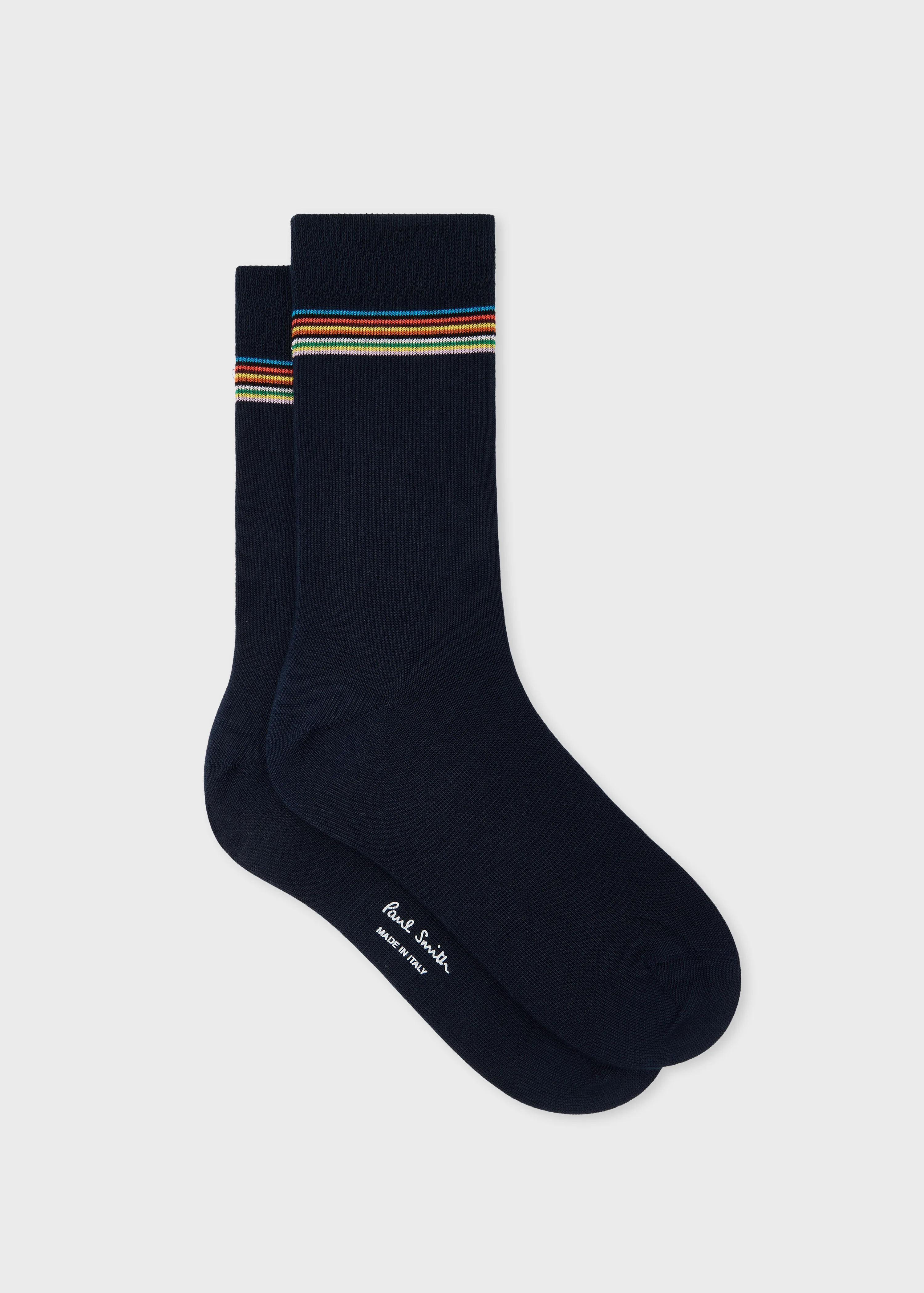Women's Navy 'Signature Stripe' Cuff Socks - 1