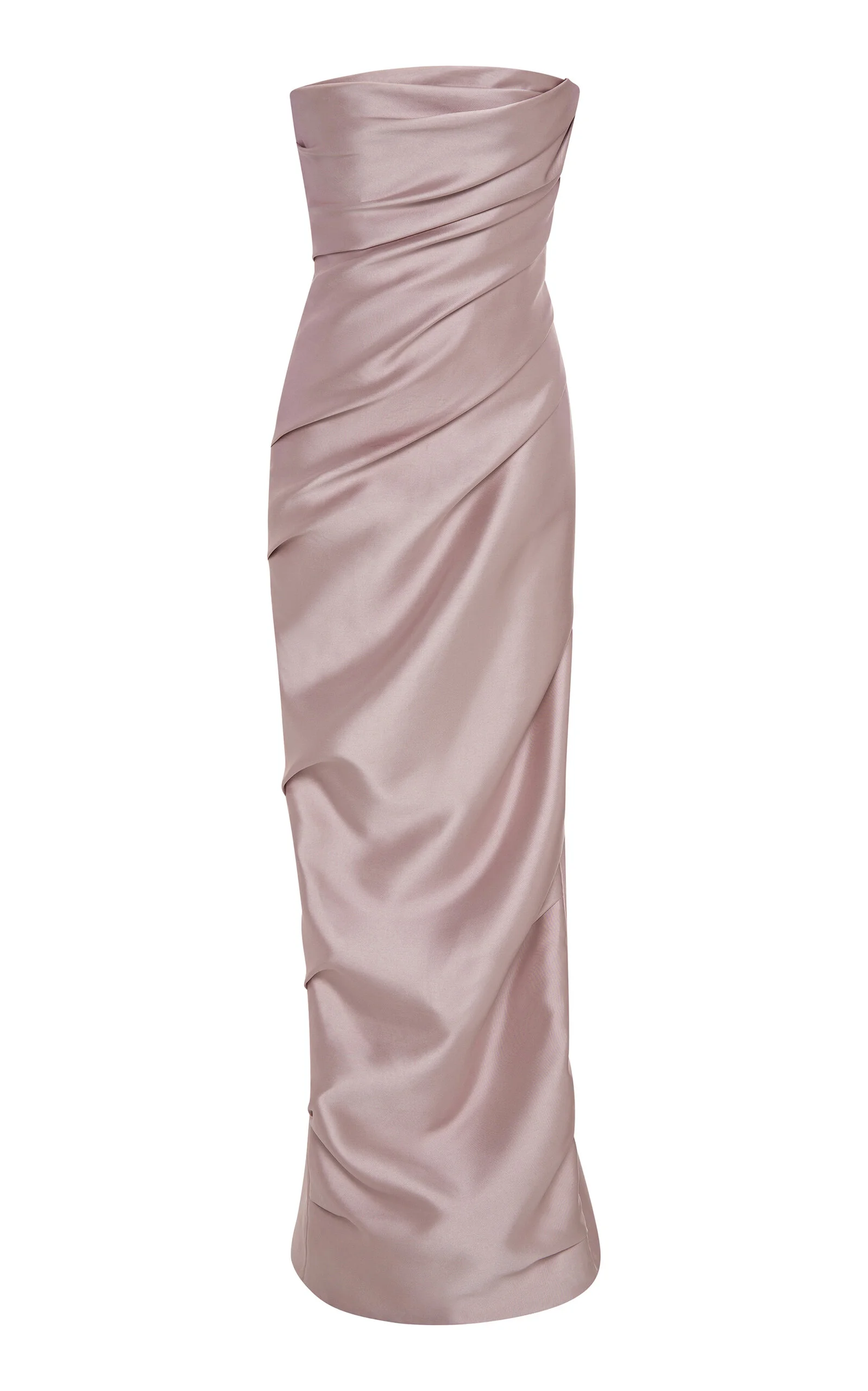 Draped Strapless Mikado Gown and Shawl pink - 1