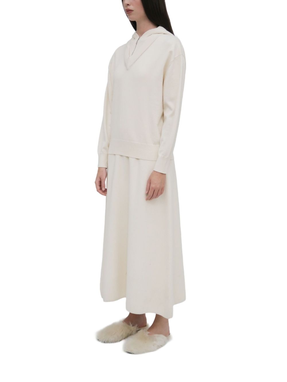 hooded V-neck pullover - 3