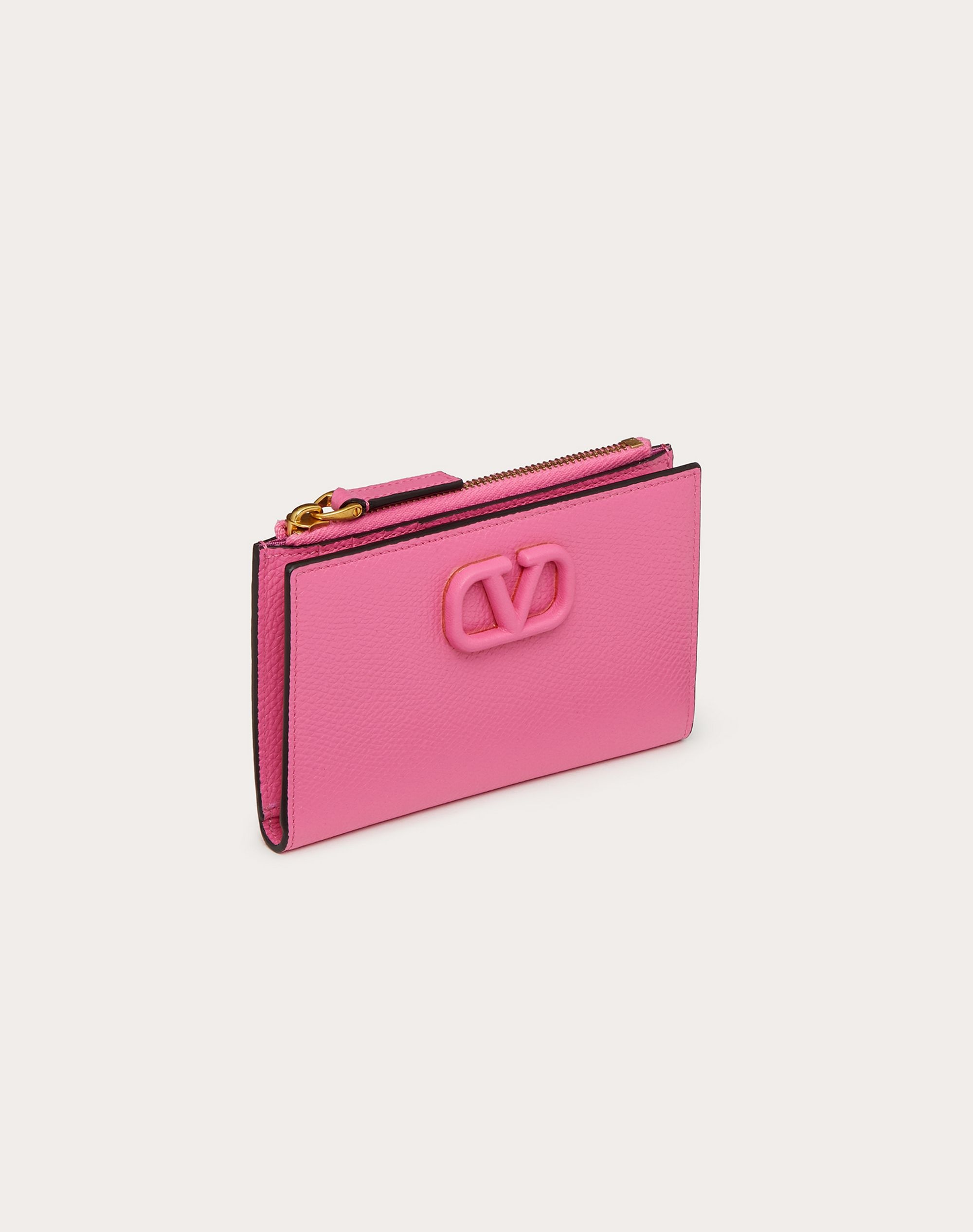 VLOGO SIGNATURE GRAINY CALFSKIN CARDHOLDER WTH ZIPPER - 4