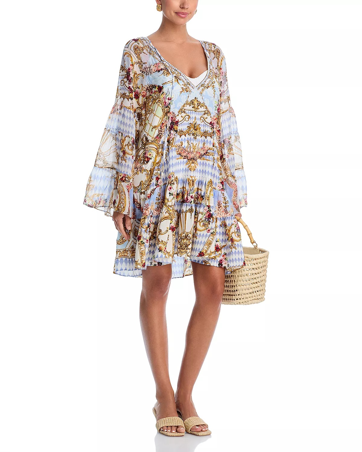 Silk Printed A-Line Dress - 3