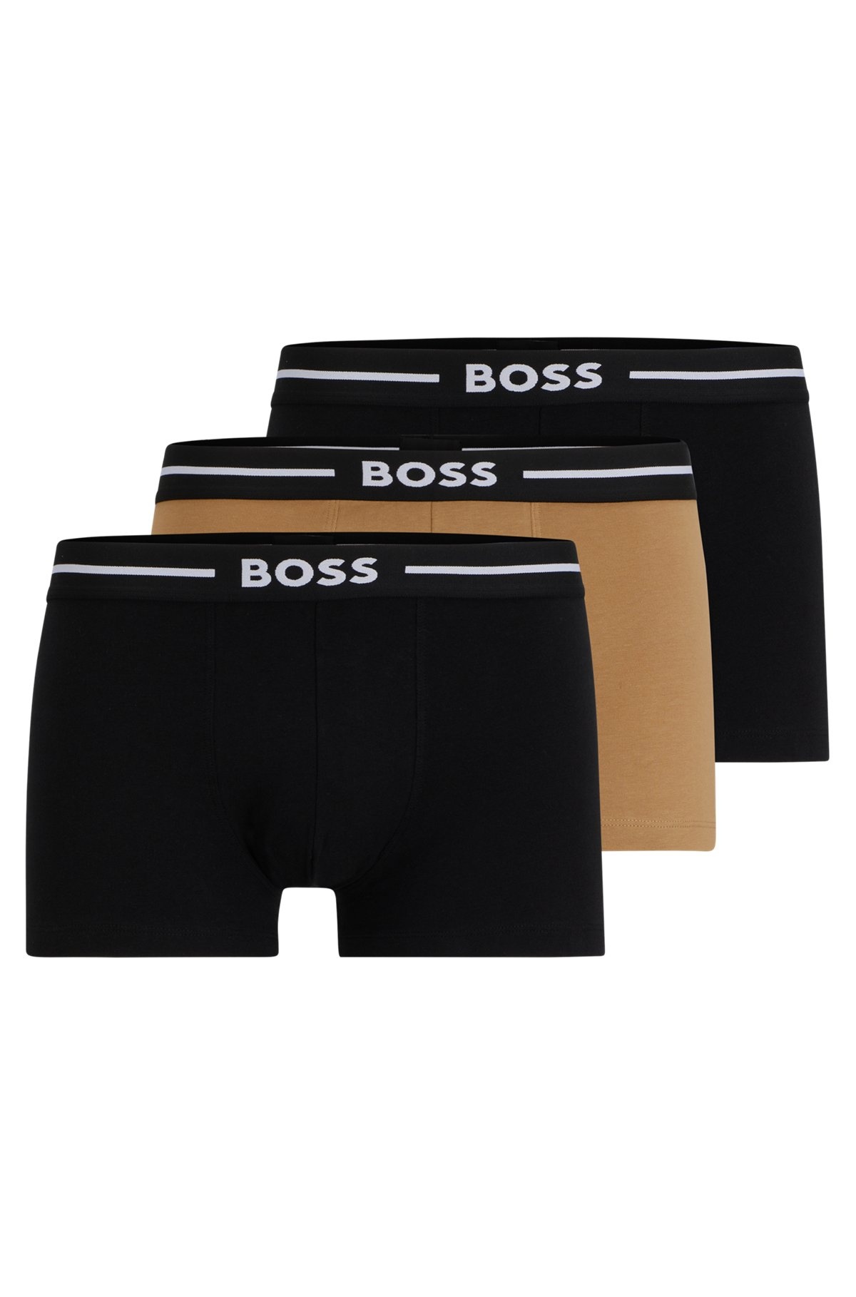 THREE-PACK OF STRETCH-COTTON TRUNKS WITH LOGO WAISTBANDS - 1