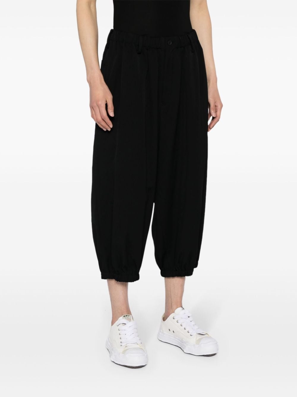 tapered wool cropped trousers - 3