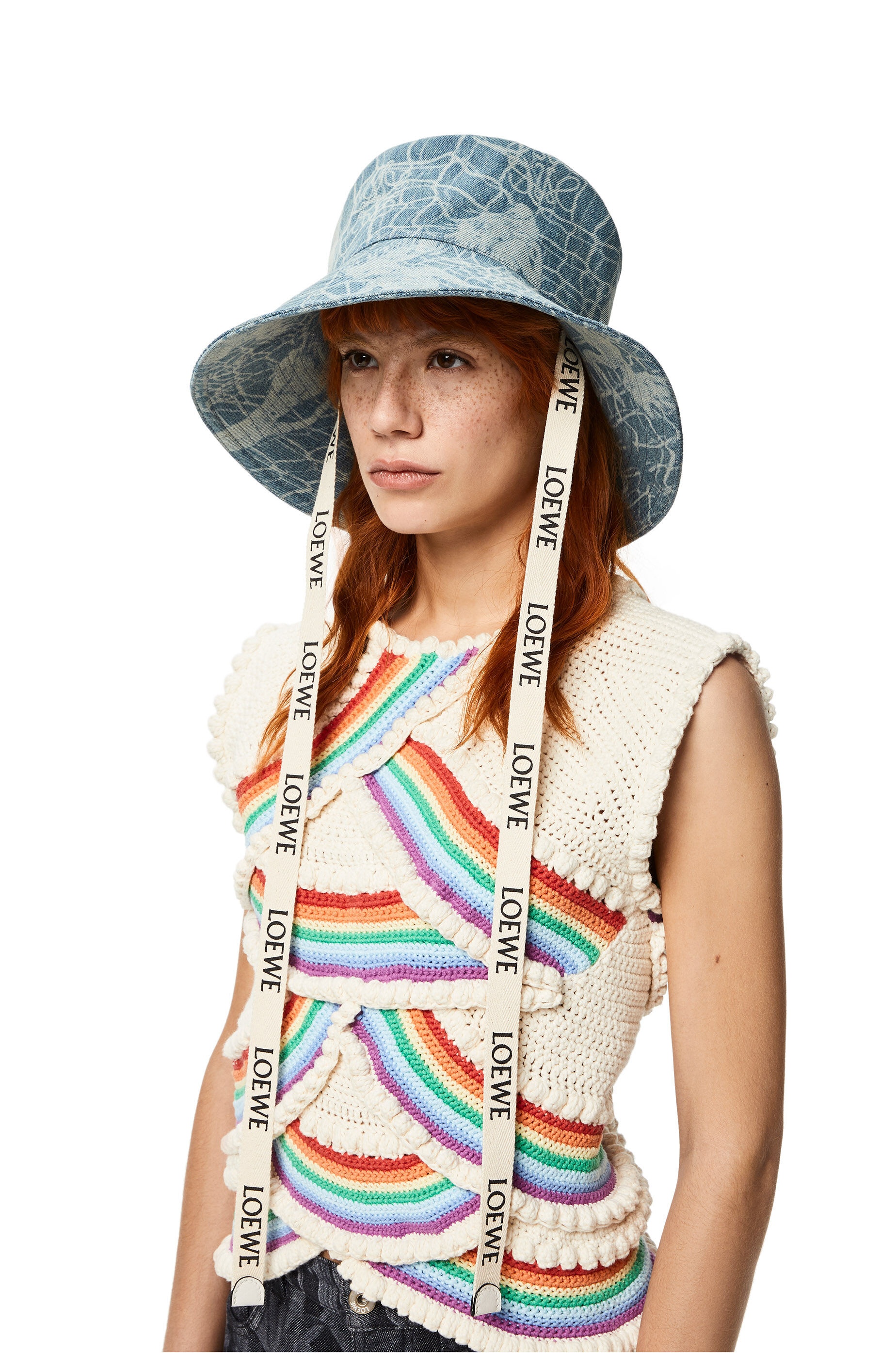 Mermaid fisherman hat in denim and calfskin - 2