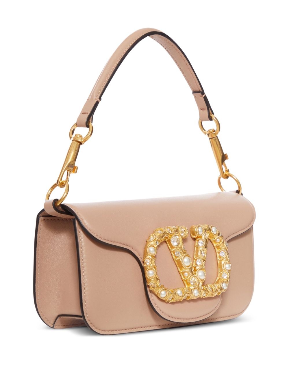 VLogo pearl-embellished leather shoulder bag - 3