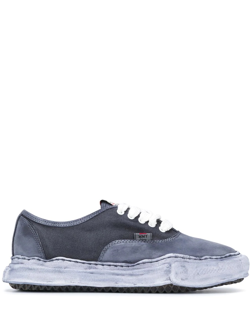 low top distressed sneakers - 1