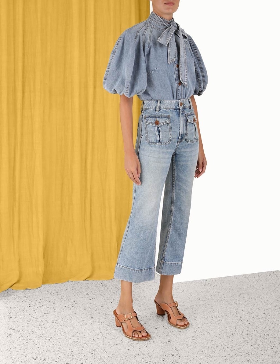 Zimmermann RAIE CROPPED FLARE JEAN | REVERSIBLE