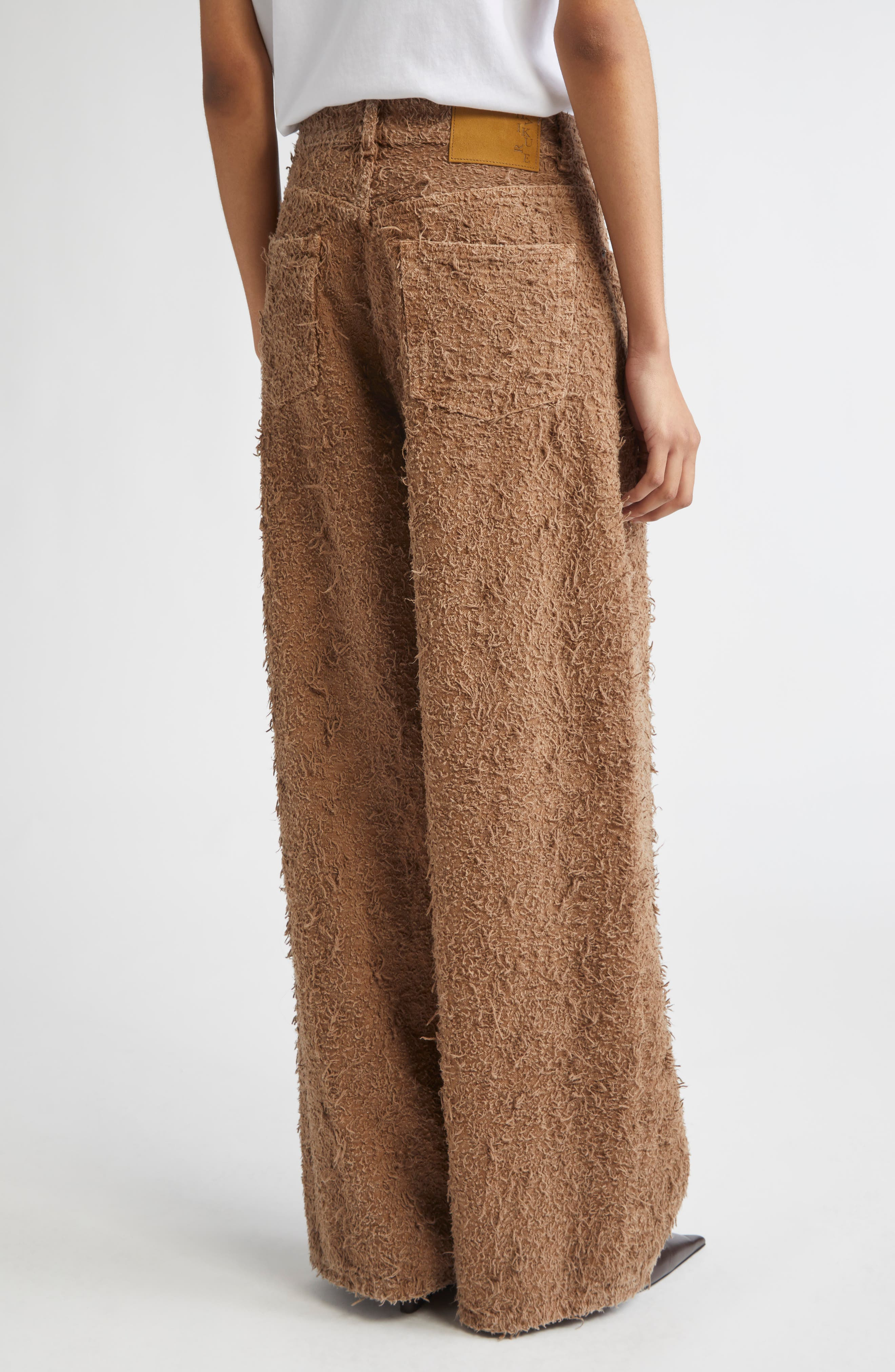 Haikure Bethany Wide Leg Fur Denim Jeans in Camel at Nordstrom - 2