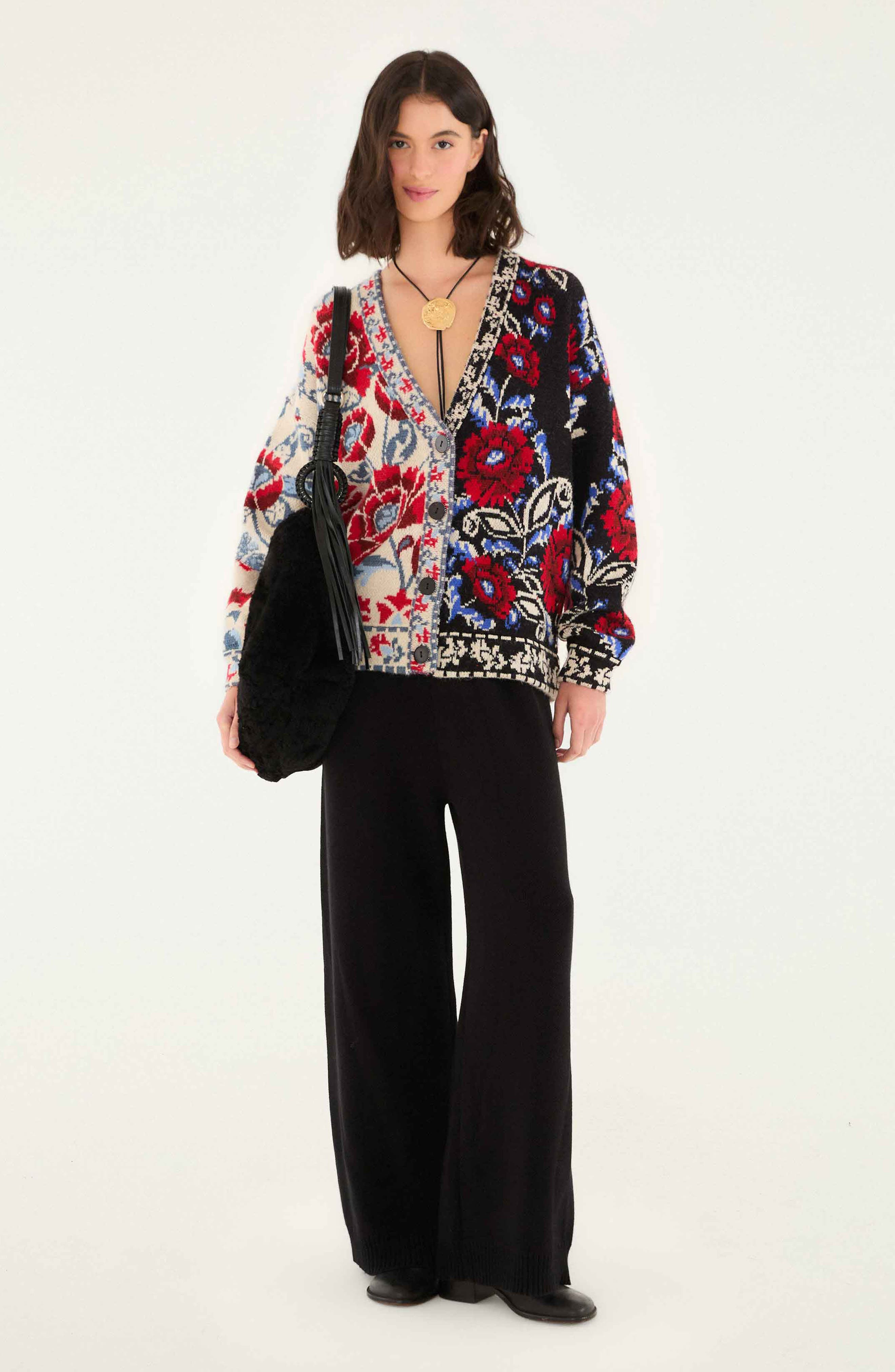 FARM Rio Mixed Valentina Floral Cardigan in Mixed Valentina Blac at Nordstrom - 4