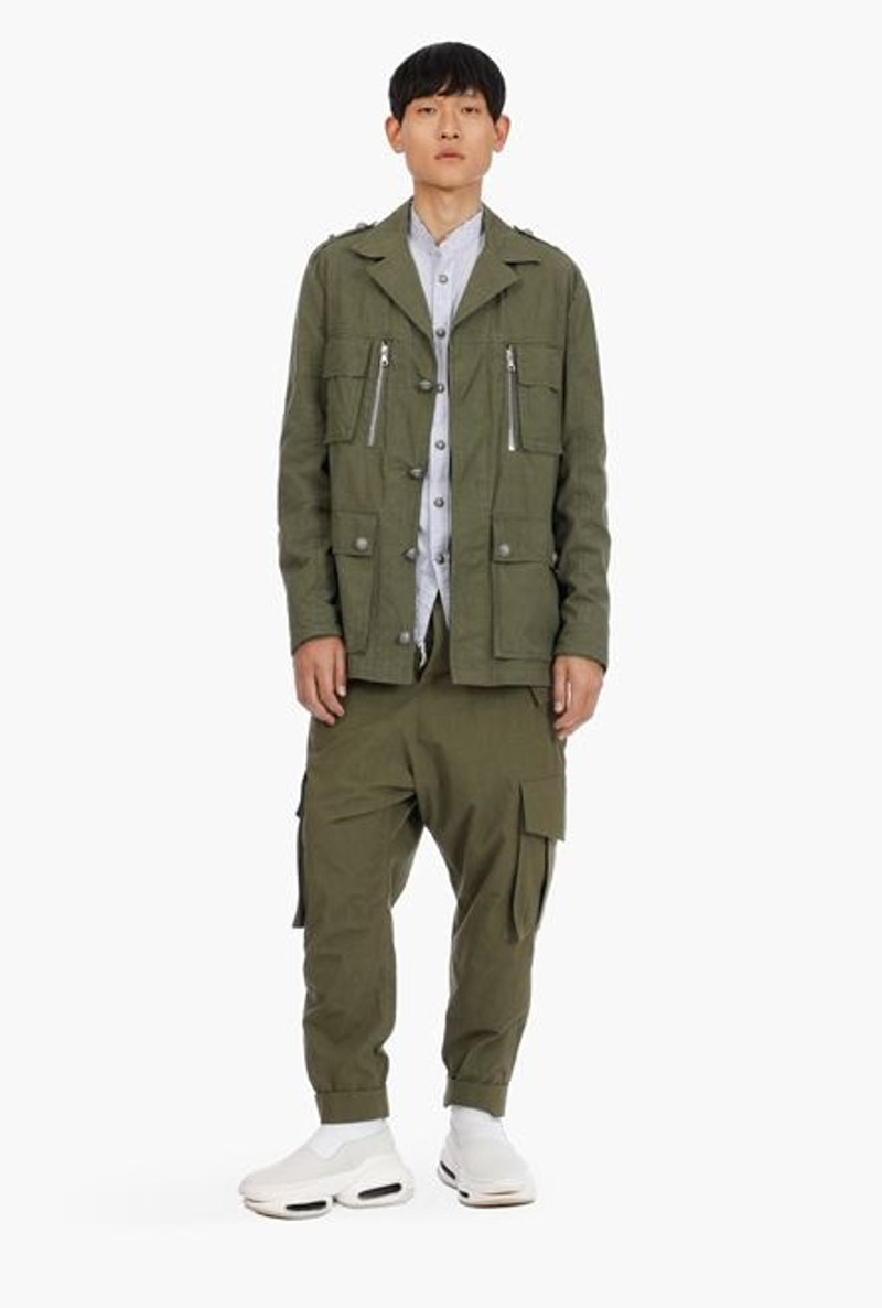 Balmain Khaki cotton jacket with embossed Balmain logo outlook