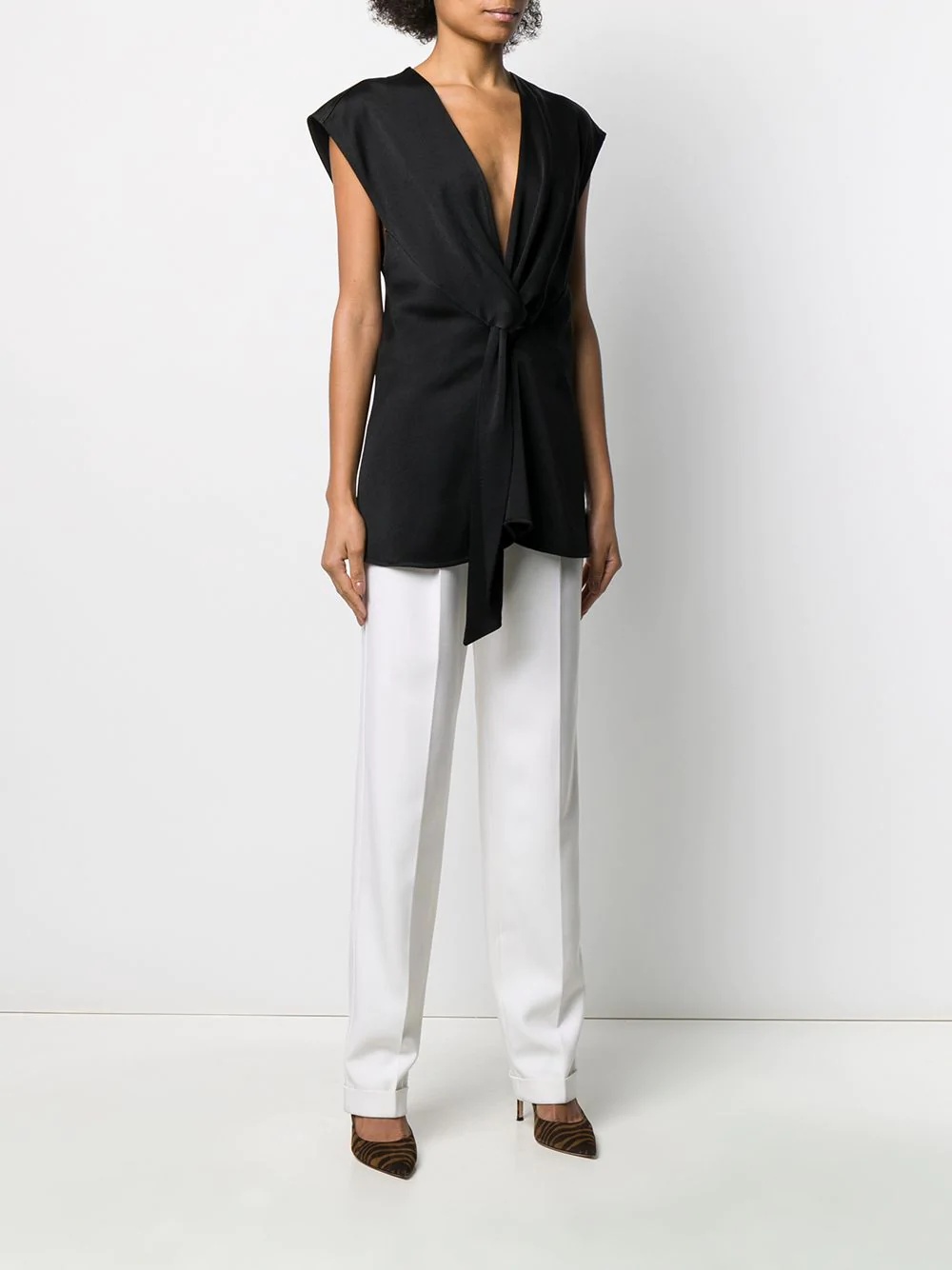 plunge-neck draped top - 3