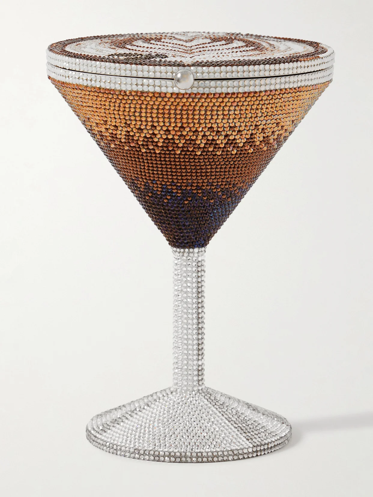 Martini Espresso Crystal-embellished Silver-tone Clutch - 1