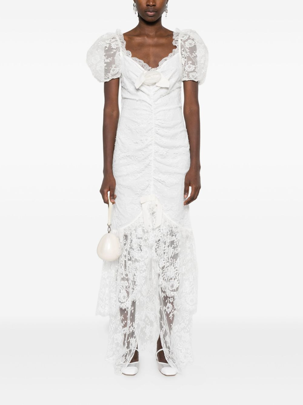 puff-sleeve lace maxi dress - 2
