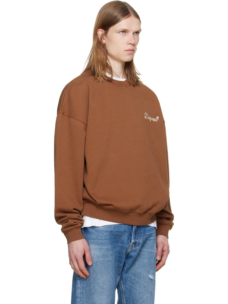 Brown D2 Signature Relax Fit Crewneck Sweatshirt 2