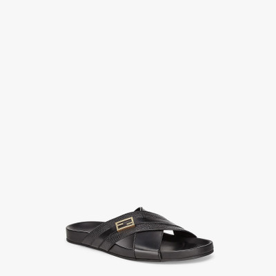 FENDI Black leather footbed outlook