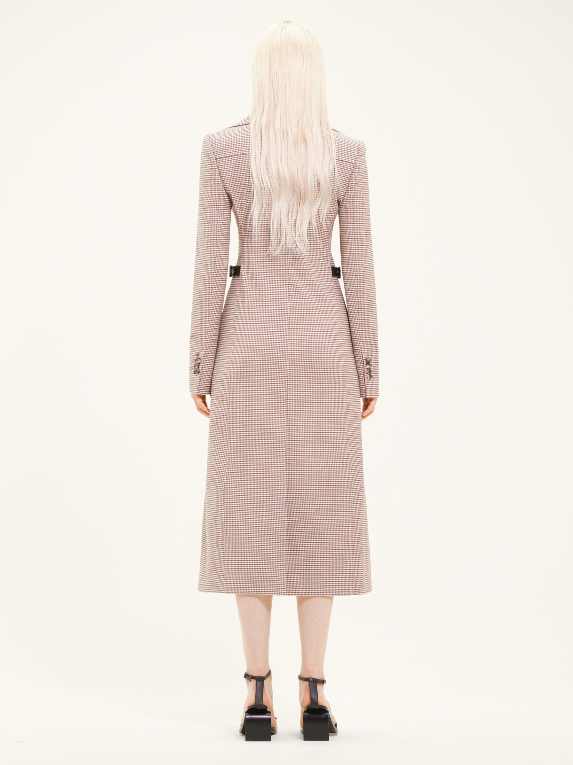 MAXI COLLAR CHECKED WOOL
 LONG COAT - 4