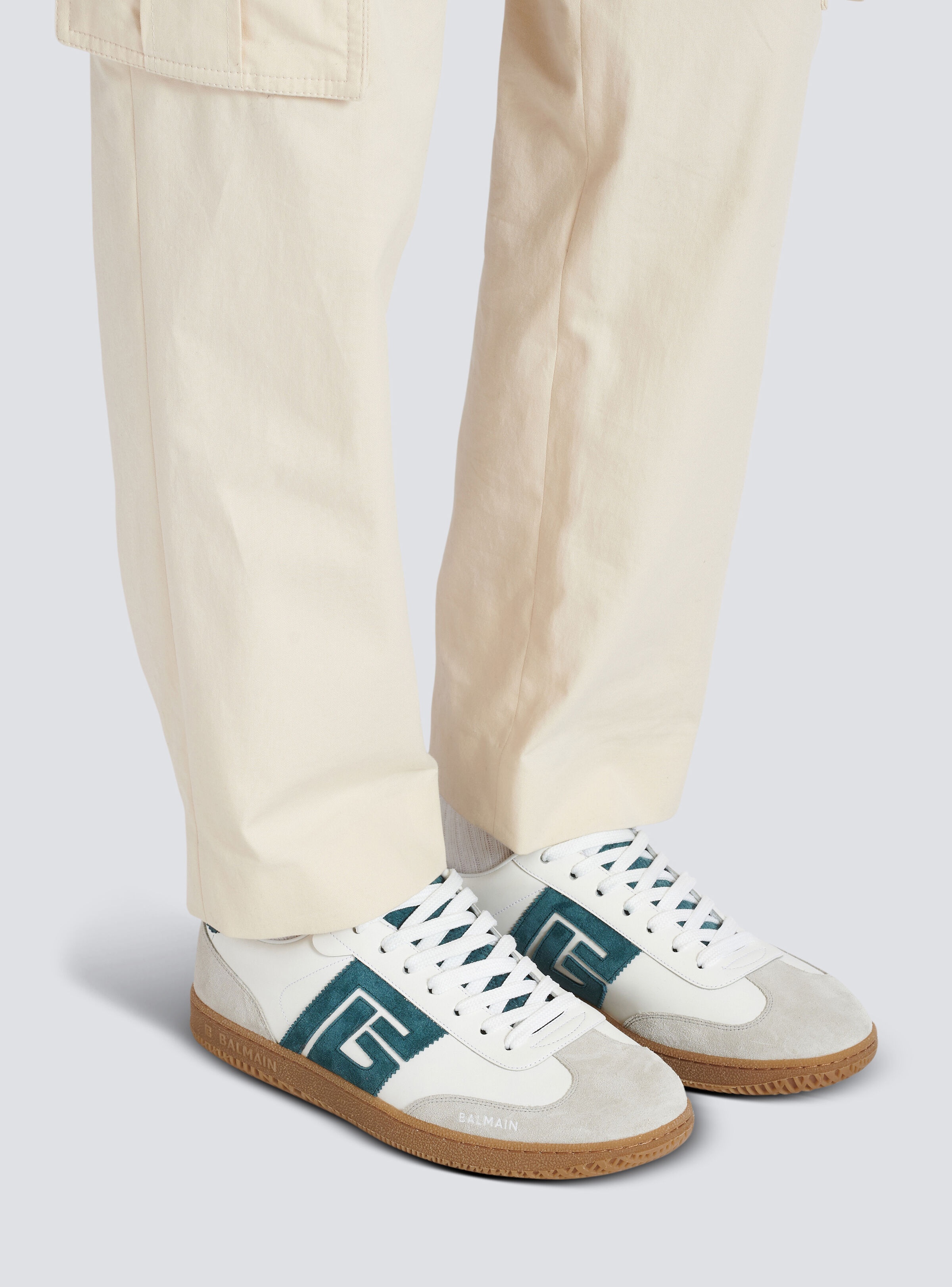 Balmain Swan suede and smooth leather trainers - 9