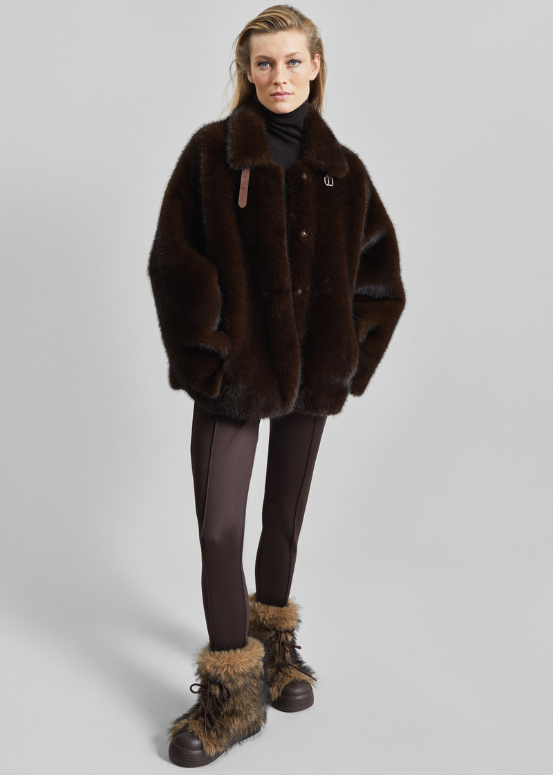 Senja Faux Fur Jacket - Dark Brown 5