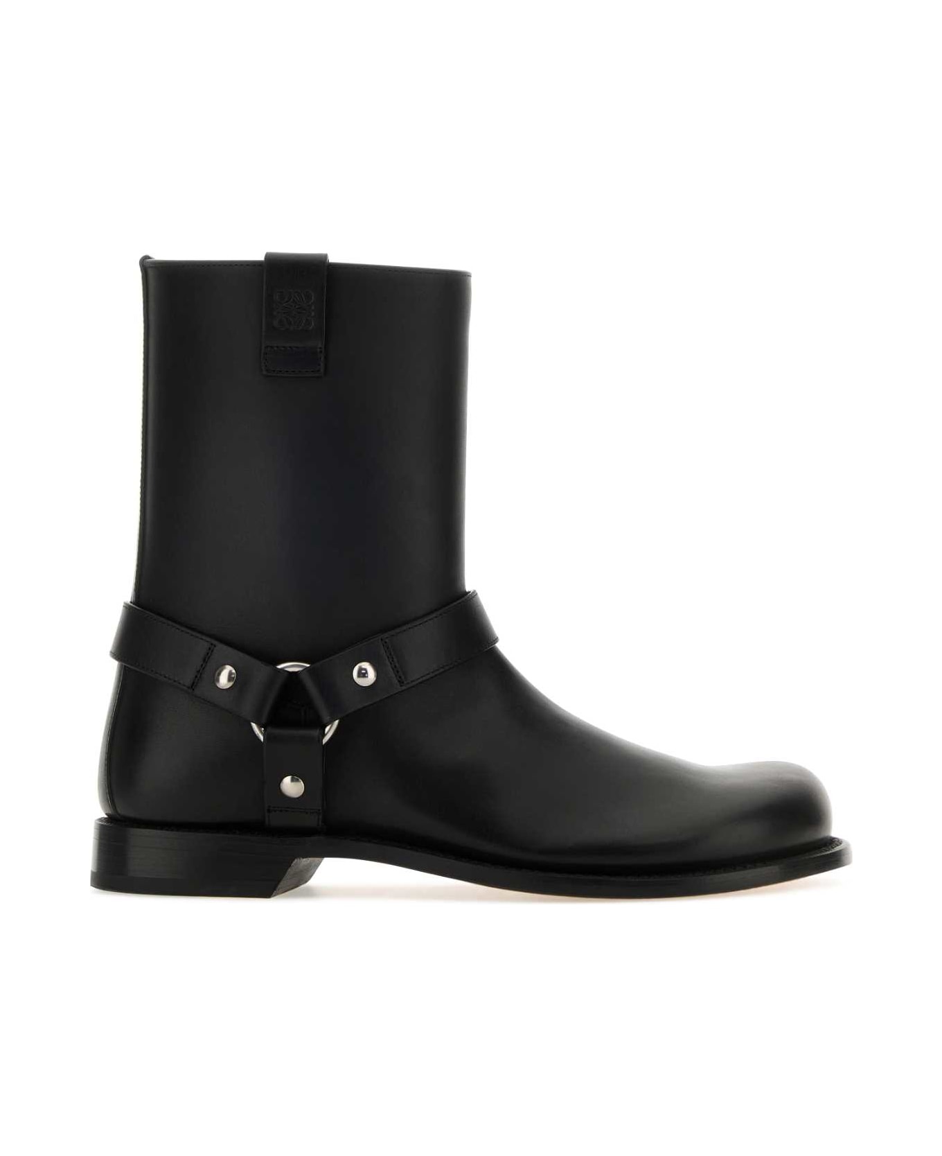Black Leather Campo Biker Boots - 1