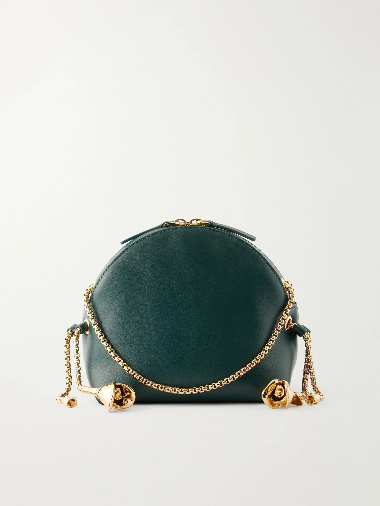 Floral Embellished Leather Shoulder Bag - 1
