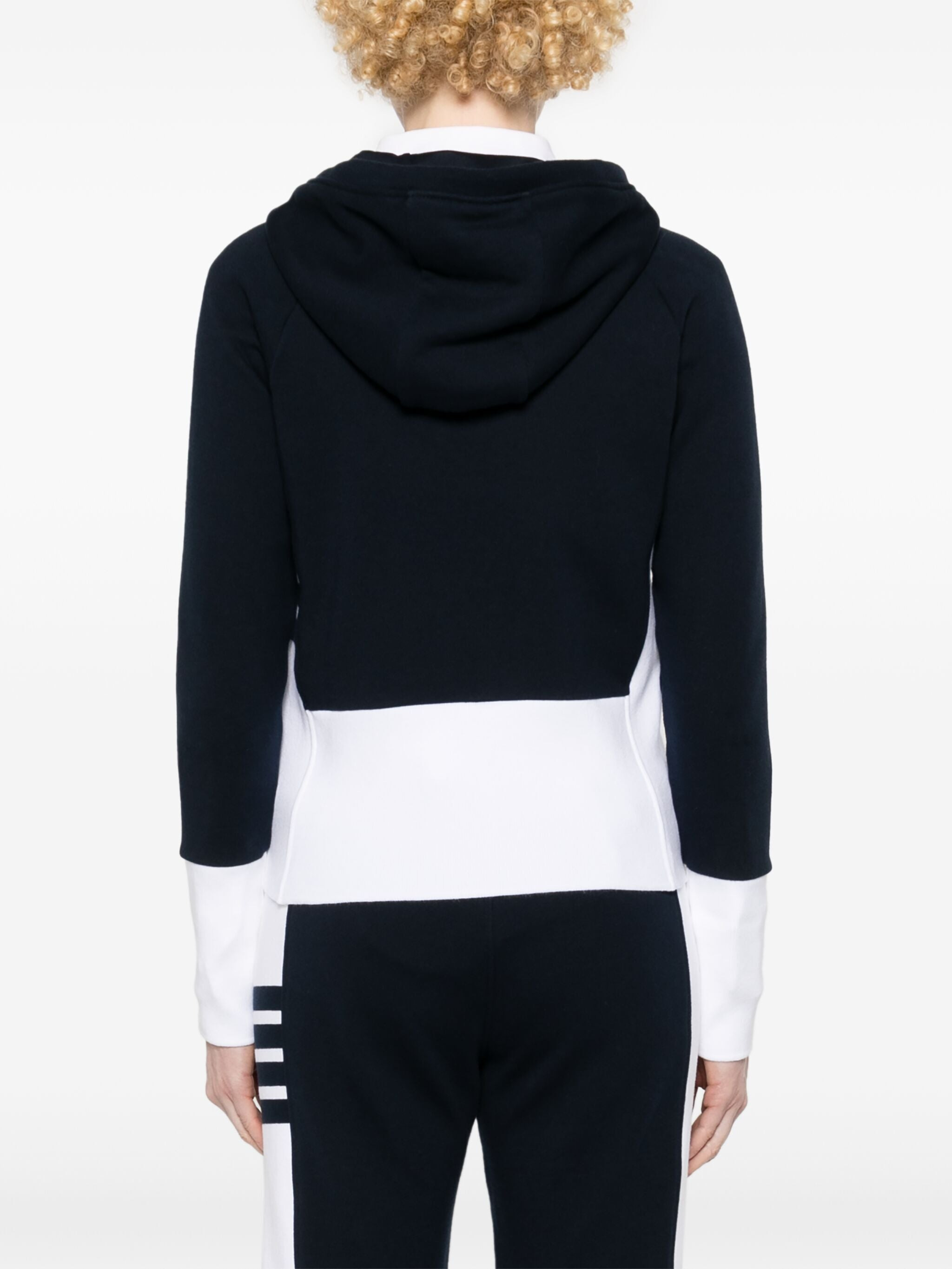 Thom Browne Women Blouson Zip Up Hoodie W/ Engineered 4 Bar In Color Blocked Solid Classic Loopback  - 2