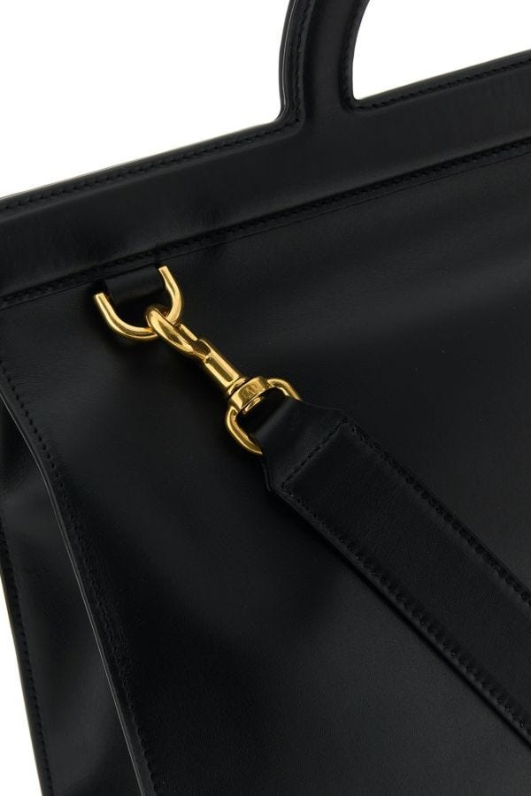 Black leather shopping bag - 4