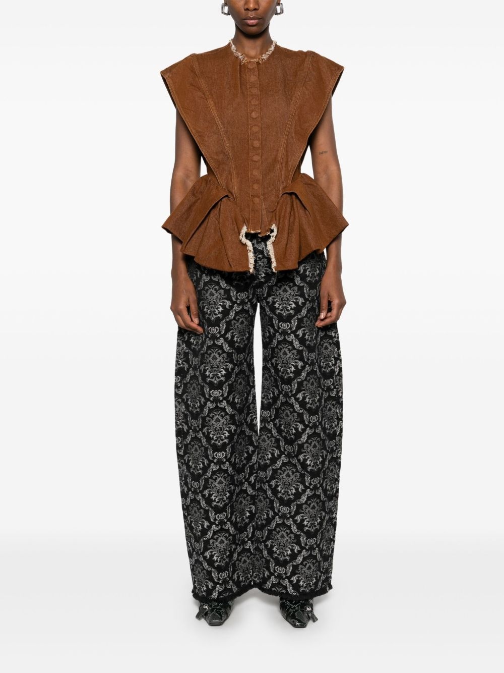 patterned-jacquard jeans - 2