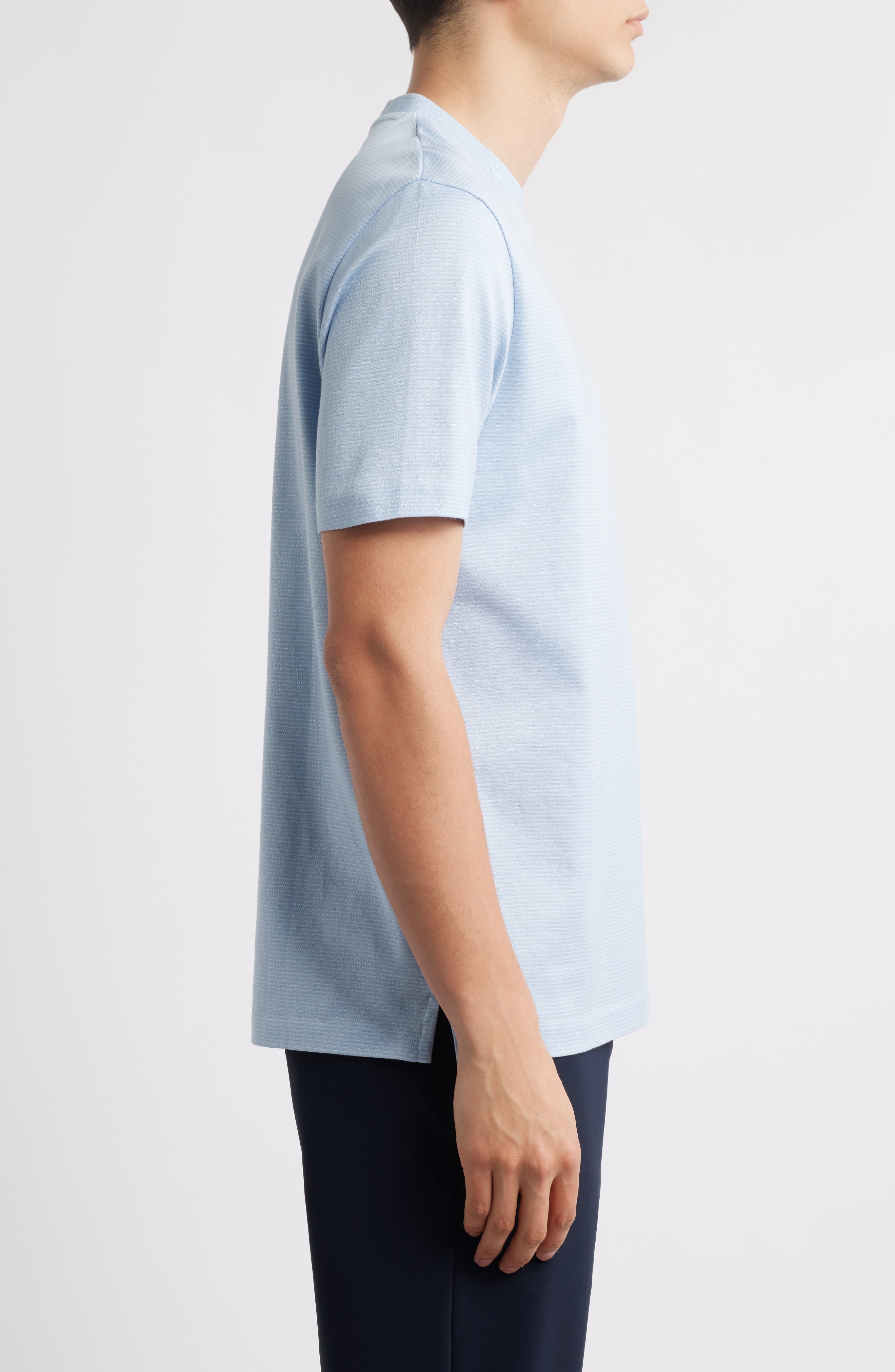 BOSS Thompson Pinstripe Cotton T-Shirt in Light Blue at Nordstrom - 3