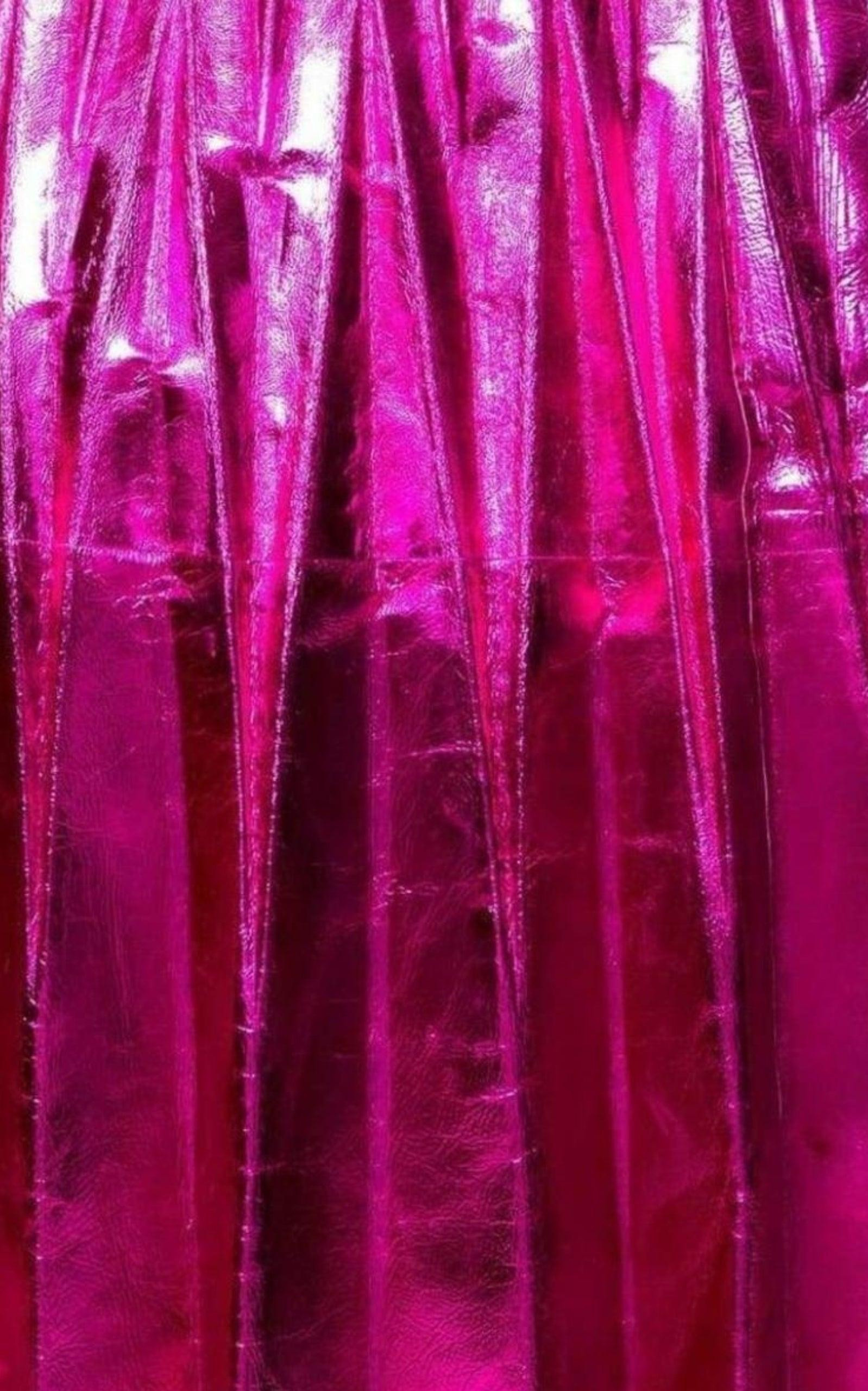 Pleated Metallic Leather Midi Skirt - 5