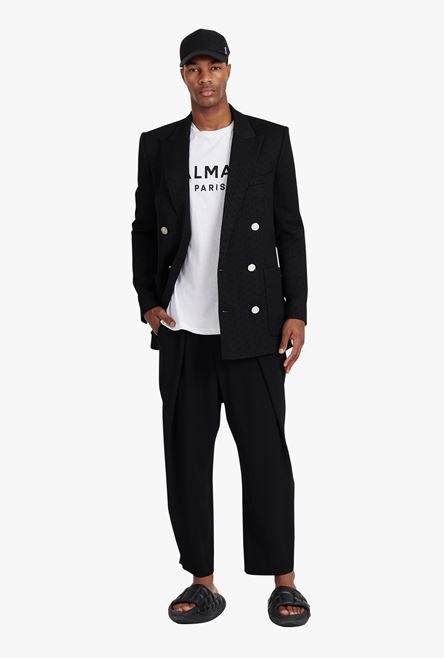 Black eco-designed crepe blazer with Balmain monogram - 2